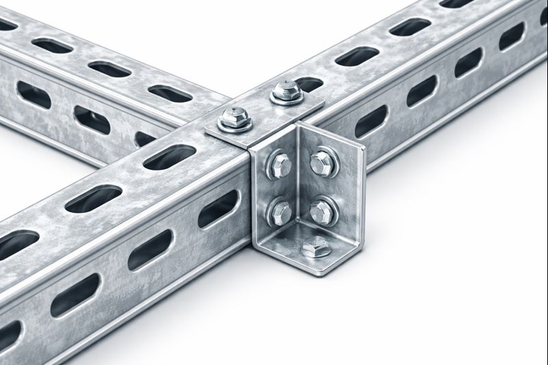 Узел соединения С-образного профиля и крепежных элементов (схема/пример)